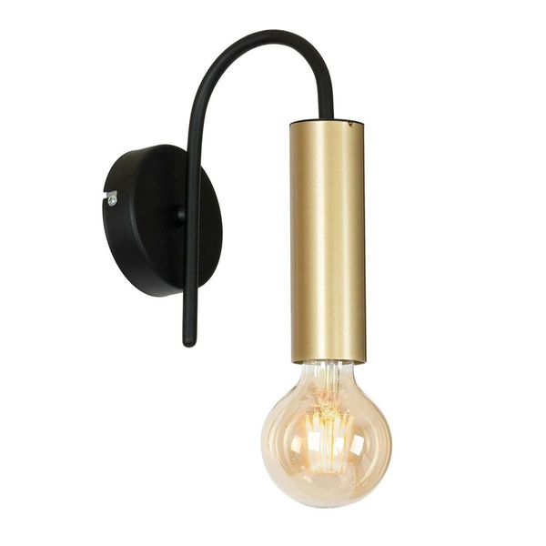 Lampada Da Parete Minimalista Nera E Oro Loppe 1Xe27 15W Luminex-image