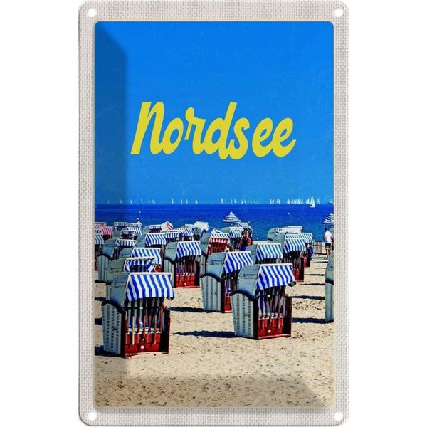 Vianmo Insegna Di Latta 30X20 Cm Nordsee Strand Strandkorb Meer-image