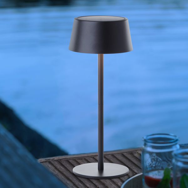 Brillante Lampada Da Tavolo Solare Nera Per Esterni Picco | Ricaricabile Tramite Energia Solare E Usb | 4W 300Lm 3000K | Metallo/Plastica-image