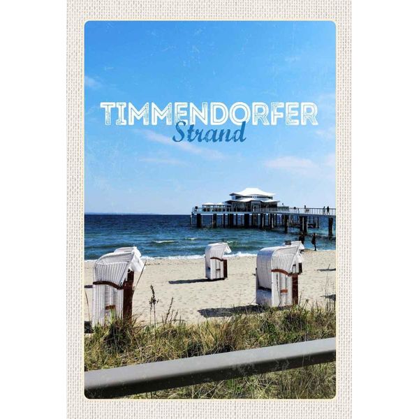 Vianmo Insegna In Legno 30X20 Cm Timmendorfer Strand StrandköRbe Meer-image
