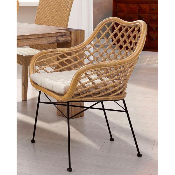 Rattanstuhl Home Affaire, Gelb (Honigfarben, Schwarz, Honigfarben), B:64Cm H:90Cm T:63Cm, Geflecht Rattan, StüHle, Rattanstuhl, Ohne Sitzkissen-image