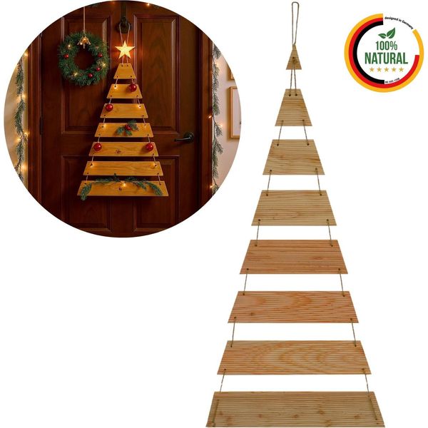 Floranica Albero Di Natale Da Appendere Altezza 100 Cm Diy Legno Di Larice Decorazione Natalizia Decorazione Da Parete Albero Di Natale Appeso Addobbi-image