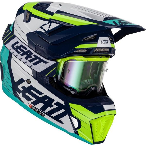 Casco Da Motocross Leatt 7.5 Citrus Con Occhiali, Blu/Verde, 2XL (63/64)-image