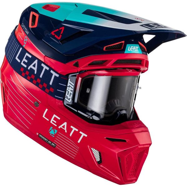 Casco Da Motocross Leatt 8.5 Royal Con Occhiali, Rosso/Blu, 2XL (63/64)-image