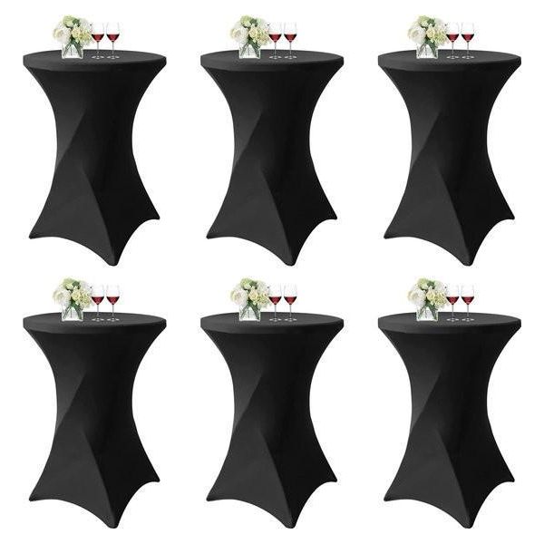 Set Di 6 Copritavolo Da Bar Elasticizzato Nero Per Tavolo Da Bistro 80-85 Cm Tovaglia Elasticizzata In Spandex, Rinforzo Nella Zona Dei Piedi Per Matrimoni, Feste Di Compleanno, Banchetti, Tavoli Da Bar E Tavoli Da Bistro (80 X 110 Cm)-image