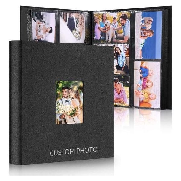 Album Fotografico, Album Con Inserto, 600 Foto (10 X 15 Cm), Copertina In Lino, 60 Fogli/120 Pagine, Fotolibro Con Inserto, Album Fotografico, Perfetto Per Famiglia, Matrimonio, Viaggio, Bambino, Nero-image