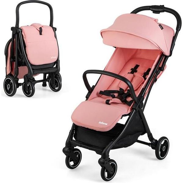 Passeggino Costway, Passeggino Da Viaggio Con Funzione Reclinabile, Passeggino Con Schienale, Capottina E Poggiapiedi, Carrozzina Con Cintura Di Sicurezza Fino A 15 Kg, Rosa-image