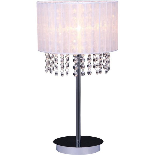 Lampada Da Tavolo Cromata Bianca Con Cristalli Glamour Astra Italux MTM1953/1 Wh-image