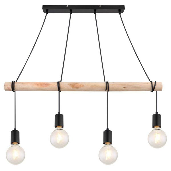 Rabalux 3980 Lampada A Sospensione 4 Spot Pablo, E27 Legno, Nero, Industriale-image