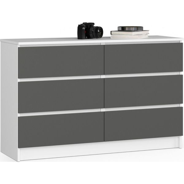 Comò K120 6 Cassetti Bianco Grigio Grafite-image