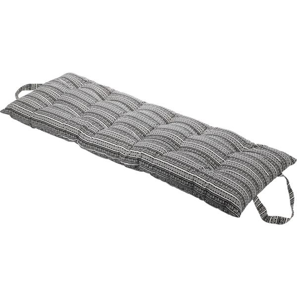 Cuscino Per Sedia Da Giardino, In Cotone, Motivo Bianco E Nero, 120 X 40 Cm-image