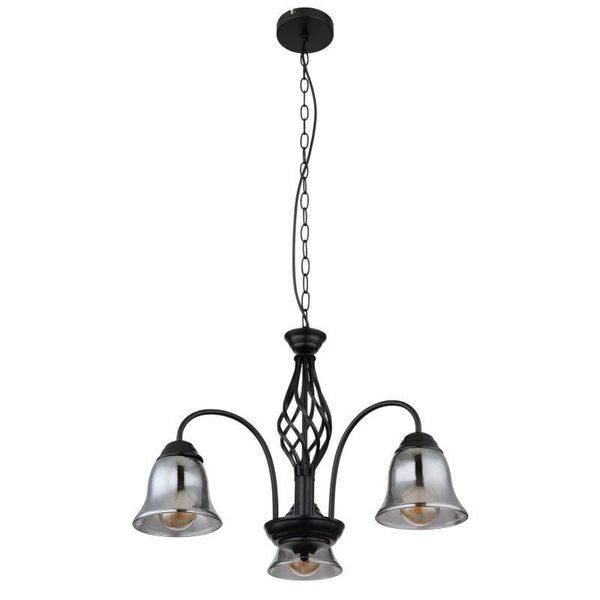 Lampada A Sospensione, Metallo, Nero Opaco, Vetro Color Fumo, P 55,5 Cm-image