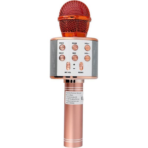Microfono Karaoke Multimediale Altoparlante Bluetooth Senza Fili 1800Mah Rosegold-image