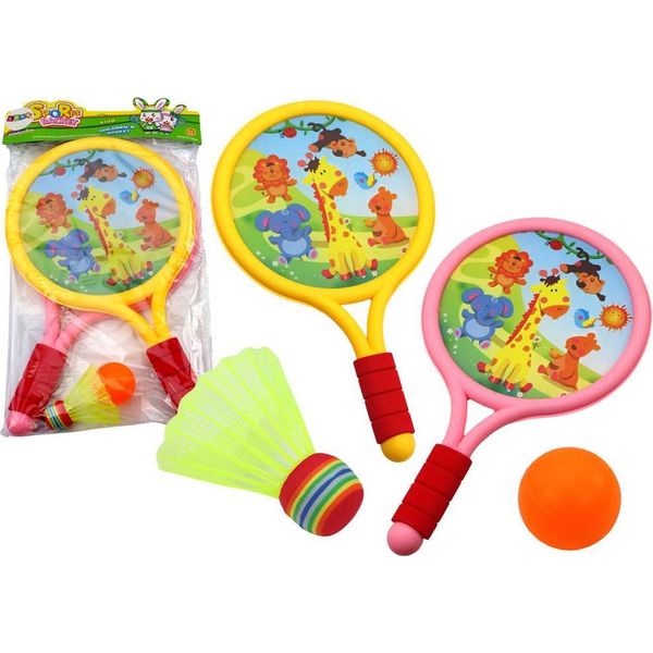 Racchetta Da Badminton Per Bambini Animali Giallo Rosa-image