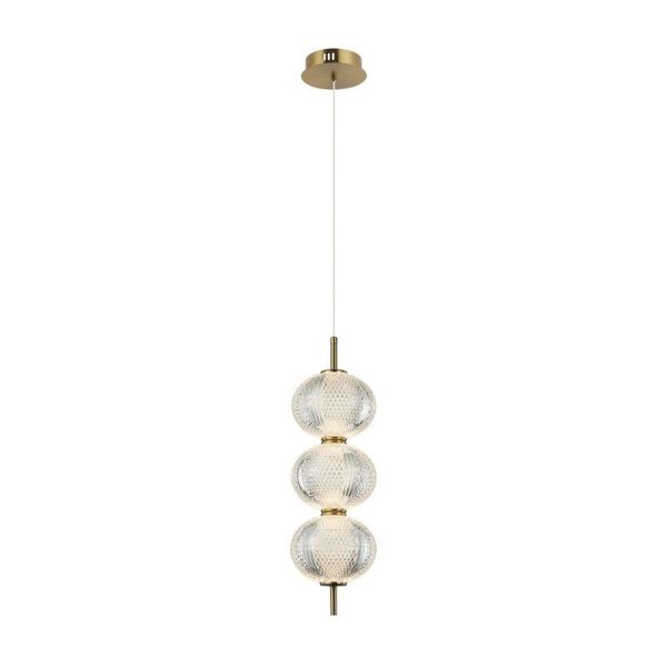Lampada A Sospensione Decorativa Per Soggiorno Sopra Il Tavolo Ottone Decorativo Vetro Baubles Verticale Colore Caldo Led 13W Lazie Italux-image