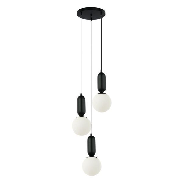 Lampada A Sospensione In Vetro Nero Con Sfere Bianche Aldeva Italux PND-02340-3S-BK-image