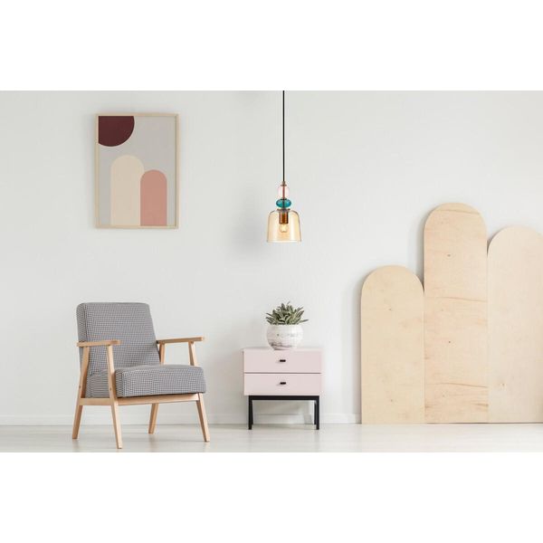 Lampada A Sospensione Decorativa In Vetro Ambrato Multicolore Per Soggiorno Sopra Il Tavolo 1Xe27 40W Namos Italux-image
