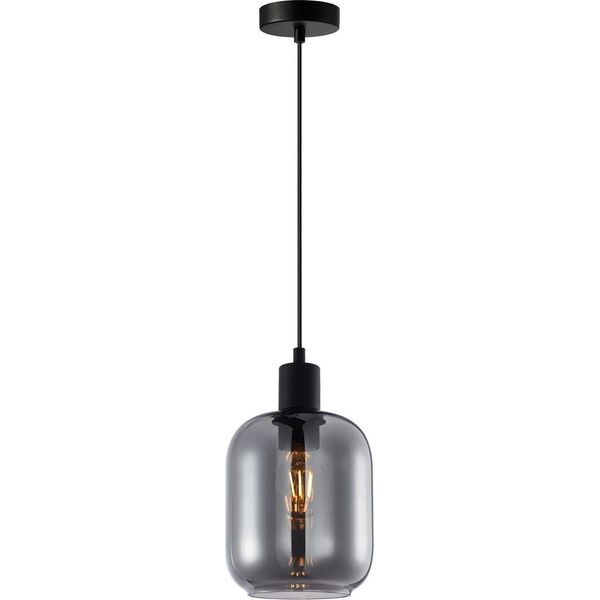 Lampada A Sospensione Moderna In Vetro Fumé Nero Per Soggiorno Camera Da Letto 1Xe27 40W Zona Italux-image