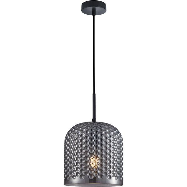 Lampada A Sospensione Decorativa In Vetro Fumé Nero Paralume Decorativo Per Soggiorno Camera Da Letto 1Xe27 40W Renti Italux-image