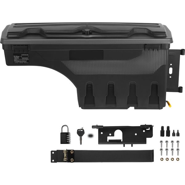 Succebuy Cassetta Di Immagazzinaggio Per Il Letto Di Carico, Coperchio Con Serratura, Cassetta Degli Attrezzi Impermeabile In Abs Per Passaruota 6,6 Gal/20 L Con Lucchetto Con Password, Compatibile Con Dodge Ram 1500 2019-2021, Lato Passeggero, Nero-image