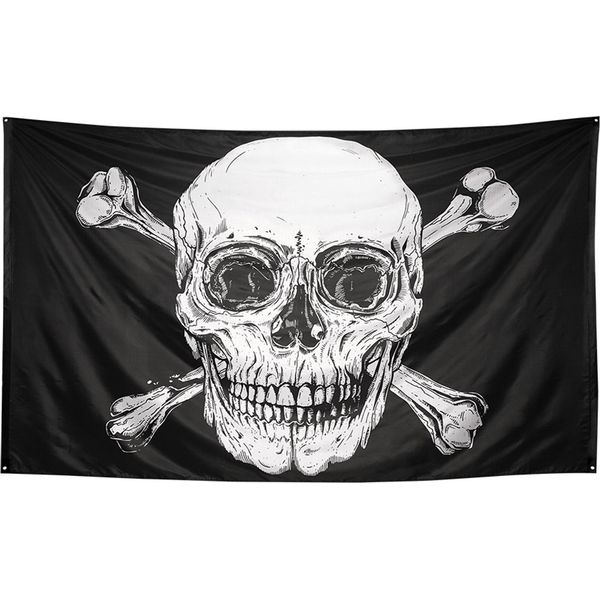 Bandiera Pirata Jolly Roger In Bianco E Nero 300 X 200 Cm - Taglia Unica-image