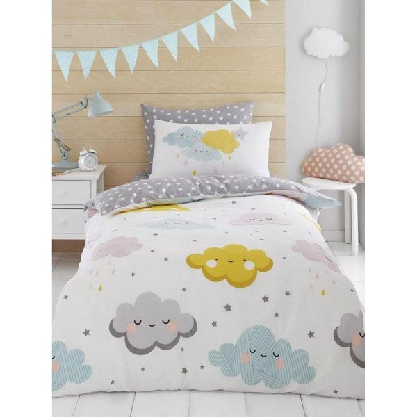 Set Di Biancheria Da Letto, Nuvole AG1549 (Letto Singolo) (Bianco/Grigio)-image