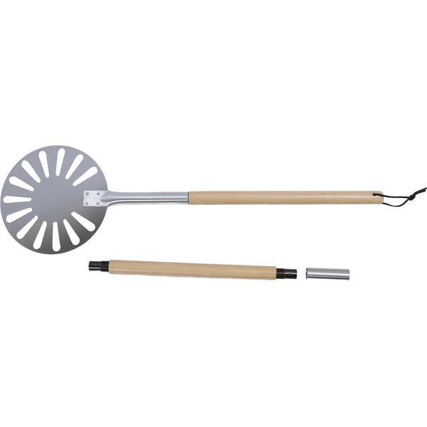 9 Pollici Pizza Turning Peel Leggero Acciaio Inox Perforato Pizza Peel Metallo Pizza Turner Peel Con 2 Manico Lungo In Legno-image