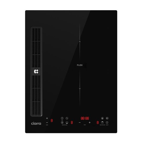 Ciarra Piano Cottura A Induzione Con Cappa Aspirante, 39 Cm Boost Touch-Control Piano Cottura A Induzione Con 2 Piastre Timer Flex Zone CBBEH392BF-image