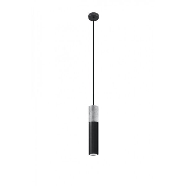 Lampada A Sospensione Borgio 1 Nero 1Xgu10 10W Acciaio/Cemento 105X8X8Cm Sollux Lighting-image