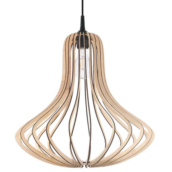 Lampada A Sospensione Elza In Legno 1Xe27 15W Legna 110X41X41Cm Sollux Lighting-image