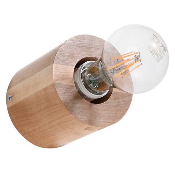 Lampada Da Parete Salgado In Legno Naturale 1Xe27 15W Legna 10X10X10Cm Sollux Lighting-image