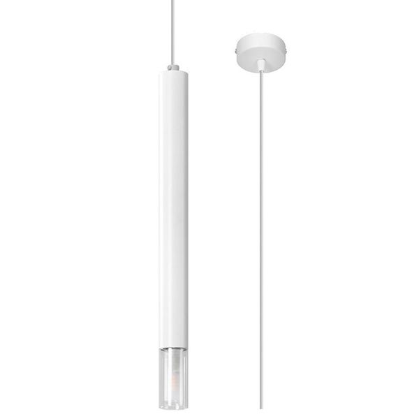 Lampada A Sospensione Wezyr 1 Bianco 1Xg9 8W Acciaio/Vetro 120X8X8Cm Sollux Lighting-image