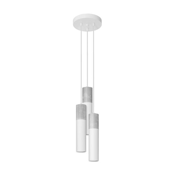 Lampada A Sospensione Borgio 3P Bianco 3Xgu10 10W Acciaio/Cemento 110X20X20Cm Sollux Lighting-image