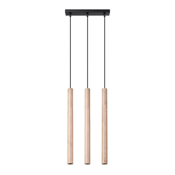 Lampada A Sospensione Pastelo 3L Legno 3Xg9 8W Acciaio/Legno 110X5X30Cm Sollux Lighting-image