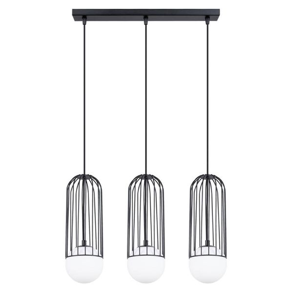 Lampada A Sospensione Brina 3L Nero 3Xg9 8W Acciaio 115X12X54Cm Sollux Lighting-image