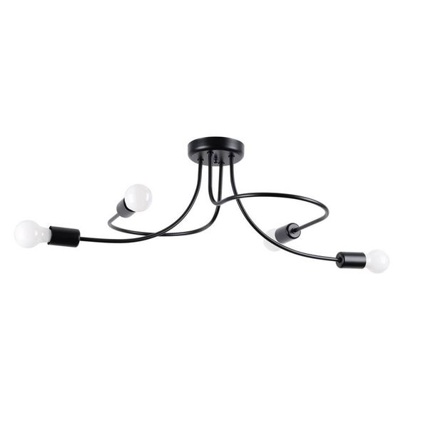 Lampadario Levar 4 Nero 4Xe27 15W Acciaio 32X47X75Cm Sollux Lighting-image
