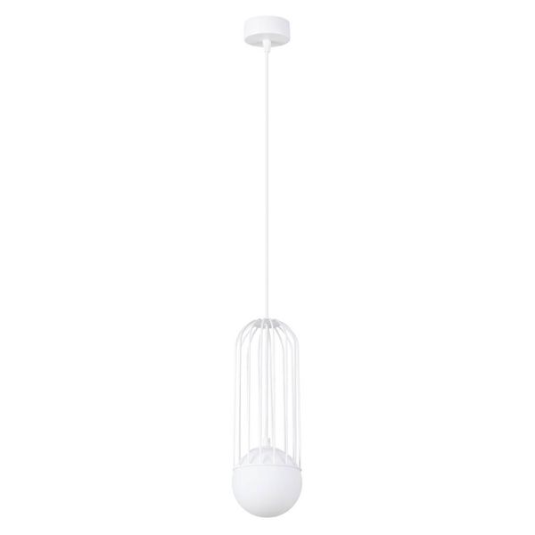 Lampada A Sospensione Brina 1 Bianco 1Xg9 8W Acciaio 115X12X12Cm Sollux Lighting-image