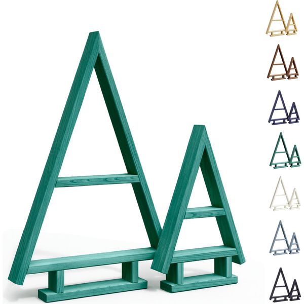 Set Di 2 Alberi Di Natale In Legno Be4Nature - Abeti Impregnati Di Verde Scuro, Fatti A Mano, Per Interni Ed Esterni, Decorazione Natalizia Da Progettare Da Soli-image