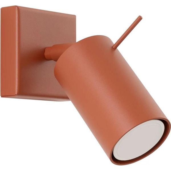 Lampada Da Parete Ring Rosso Ocra 1Xgu10 10W Acciaio 8X16X8Cm Sollux Lighting-image