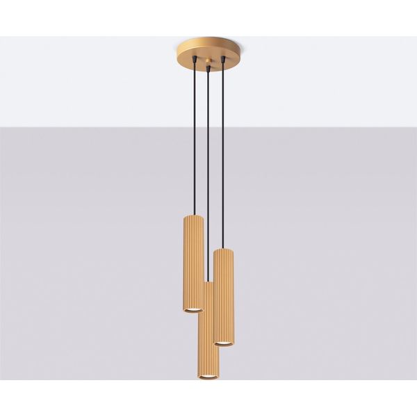 Lampada A Sospensione Karbon 3P Oro 3Xgu10 10W Alluminio 108X19.5X19.5Cm Sollux Lighting-image