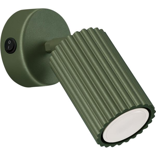 Lampada Da Parete Karbon Verde Oliva Con Interruttore 1Xgu10 10W Alluminio 16X8X8Cm Sollux Lighting-image