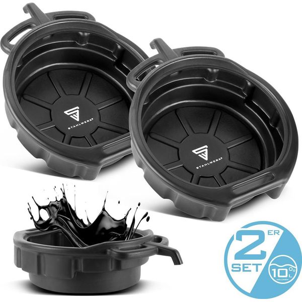 Stahlwerk Set Di 2 Vaschette Di Raccolta Olio Con Bocchettone Di Riempimento 10 L Piatto, Vaschetta Di Raccolta-image