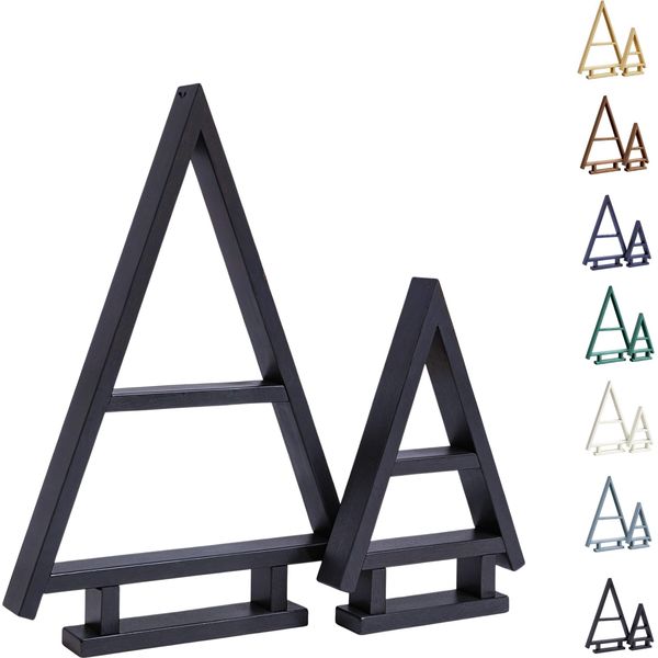 Be4Nature Albero Di Natale In Legno Set Da 2 – Nero, Alberi Artigianali Impregnati Per Interni Ed Esterni, Decorazione Natalizia Da Personalizzare-image