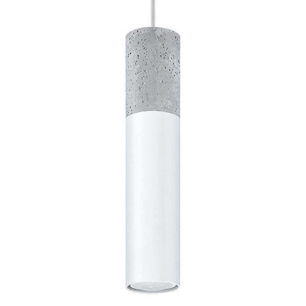 Lampada A Sospensione Borgio 1 Bianco 1Xgu10 10W Acciaio/Cemento 105X8X8Cm Sollux Lighting-image