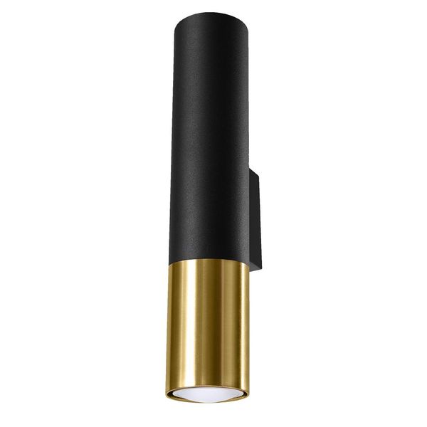 Lampada Da Parete Loopez Nero/Oro 2Xgu10 10W Acciaio 29X8X6Cm Sollux Lighting-image