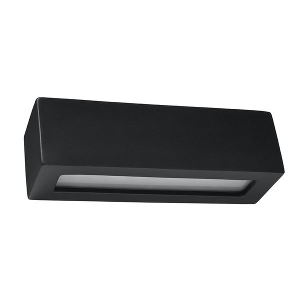 Lampada Da Parete In Ceramica Vega Nero 1Xe27 15W Ceramica/Vetro 9.5X9.5X32.5Cm Sollux Lighting-image