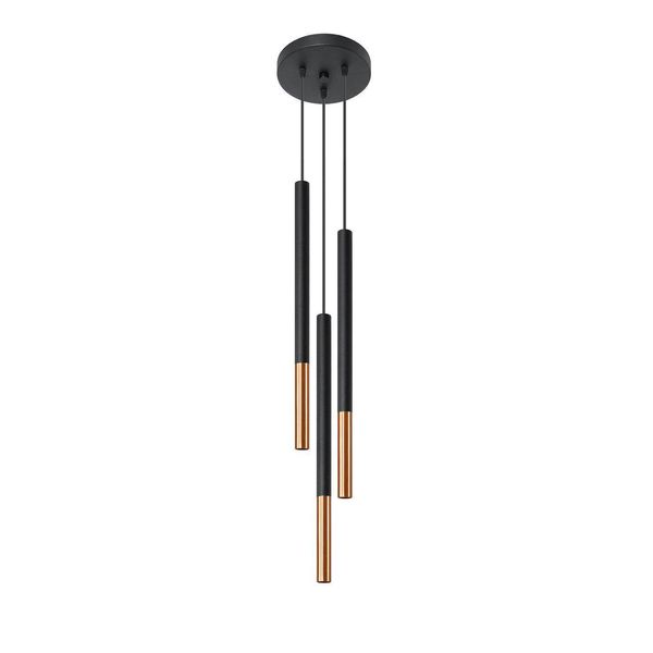 Lampada A Sospensione Mozaica 3P Nero/Rame 3Xg9 8W Acciaio 90X20X20Cm Sollux Lighting-image