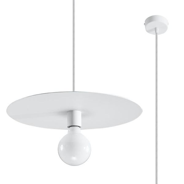 Lampada A Sospensione Flavio Bianco 1Xe27 15W Acciaio 105X40X40Cm Sollux Lighting-image