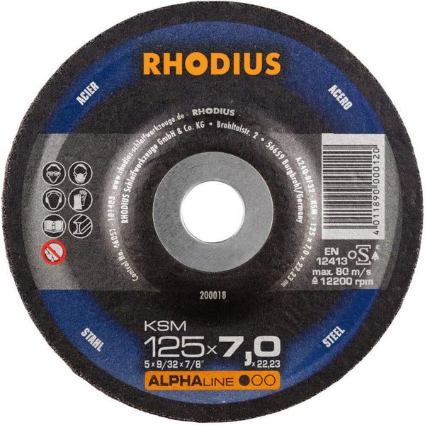 Rhodius Alphaline Ksm Disco Abrasivo 125 X 7,0 X 22,23 Mm Acciaio 5 Pz-image