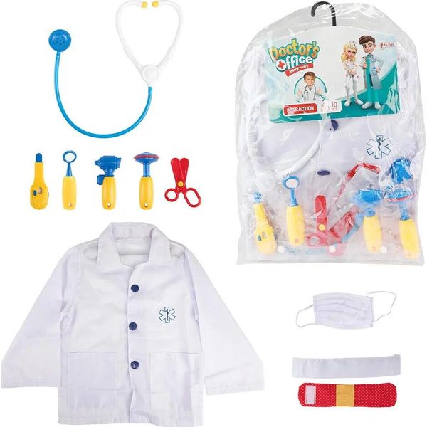 Toi-Toys - Set Di Travestimenti Da Dottore Con Giacca E Accessori (10 Pezzi) Per Bambini Costume Travestimento Da Dottore-image